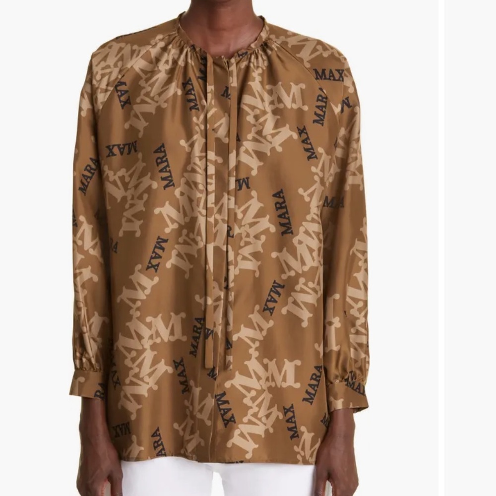 Max Mara Brown Logo Blouse